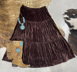 Bison Brown Velvet Skirt- Double D