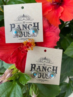 Mini Concho And Turquoise Earrings