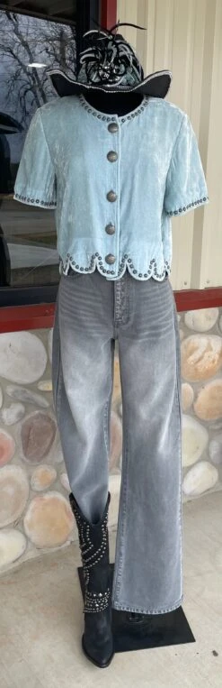 Santa Fe Velvet Short Shirt- Double D -Fashion Clothing Shop IMG 3392