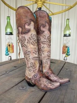 Corral Romance And The Rose Tall Boot - Chocolate