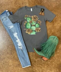 Leopard Peony Cactus Graphic Tee