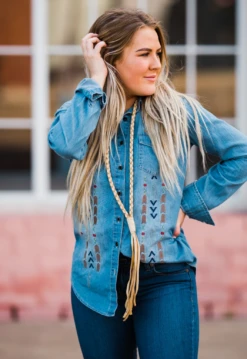 The Braided Bandit Leather Tassel Necklace - Medium Length -Fashion Clothing Shop Screen Shot 2019 10 29 at 1.53.46 PM