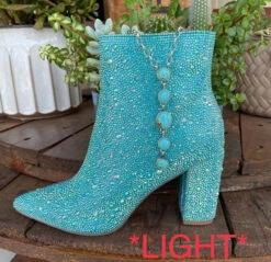 Betsey Johnson SB Cady Rhinestone World Bootie Turquoise -Fashion Clothing Shop image 07353f57 d3fa 4791 9f42 cb7dcbf5fa7a