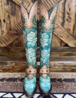 Corral Romance And The Rose Tall Boot- Turquoise/Buckskin -Fashion Clothing Shop image ccaa65a8 5c16 41bd ab41 b16598b17330