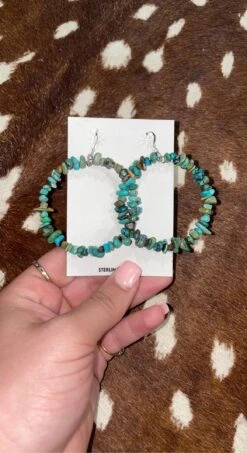 Circle Stacked Stone Turq Earrings